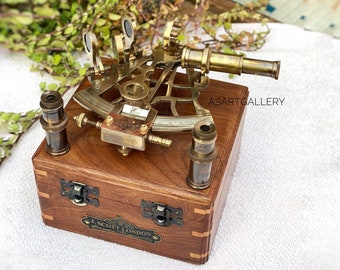 Jscott London Ship History Sextant I With Two Extra Telescope & Wooden Box I Antique Maritime Navigational Brass Working Sextant, Best gift