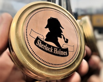 Sherlock Holmes Brass Antique Compass 3" Traveling-Beautiful-Collectible Compass, Collectible Gift, Christmas Gift Compass With Wooden Box