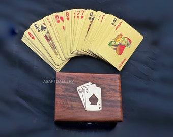 Luxury Playing Cards - with Premium Rosewood Wooden Box - mens personalised gift - wooden card set - travel game - Birthday gift