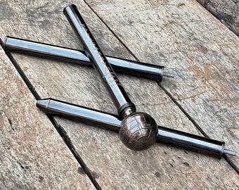 Engraved Brass Globe Walking Stick - Personalized Antique Finish Cane
