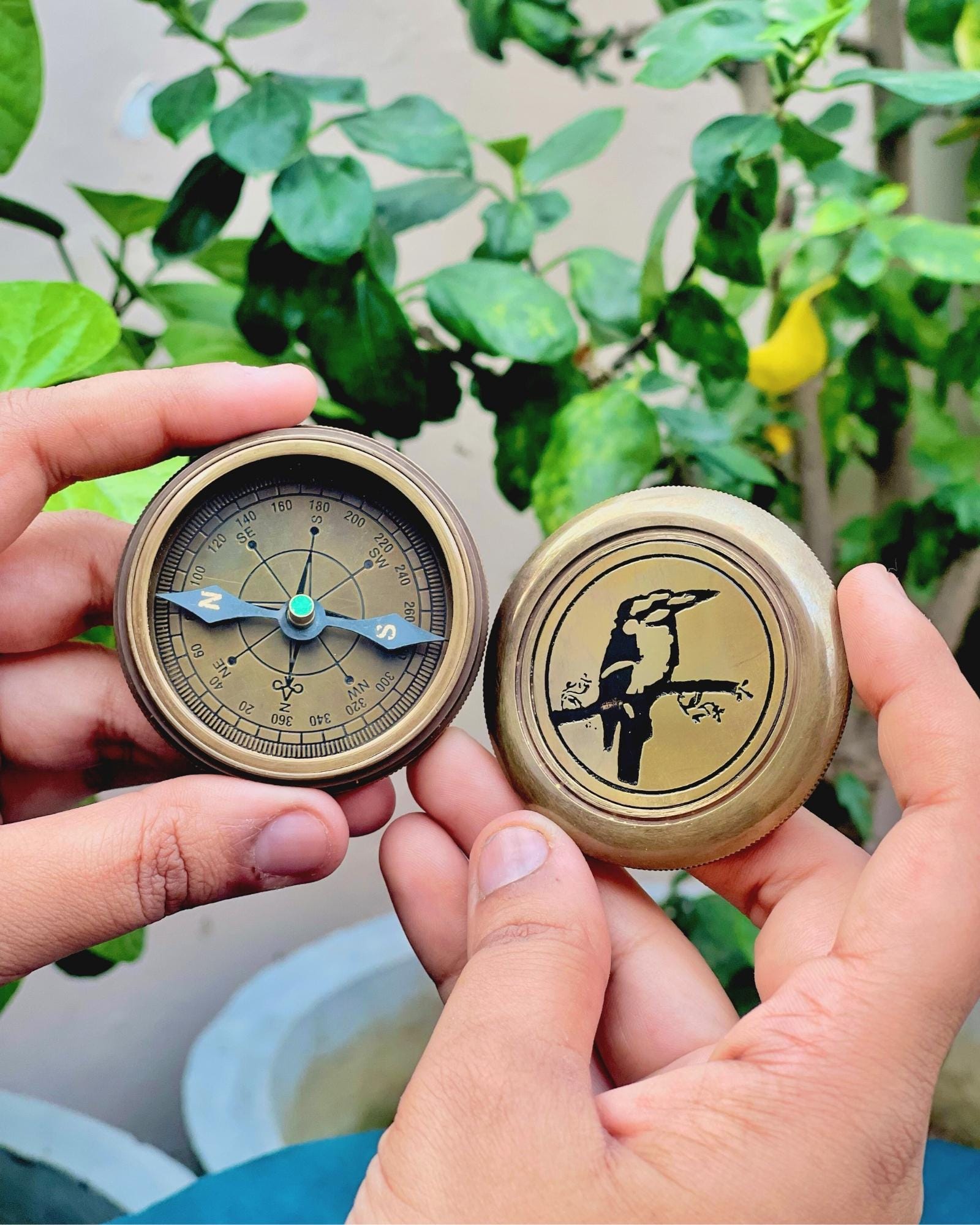 Boussole Montre De Poche En Laiton - Poème De Robert Frost - Cadeau Original