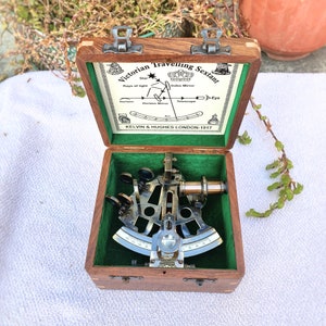 Nautical Brass Sextant: Kelvin & Hughes London 1917 - Maritime Instrument with Wooden Box