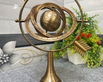 真鍮製天球儀、ビンテージ天球儀、アンティーク真鍮製黄道十二星座儀