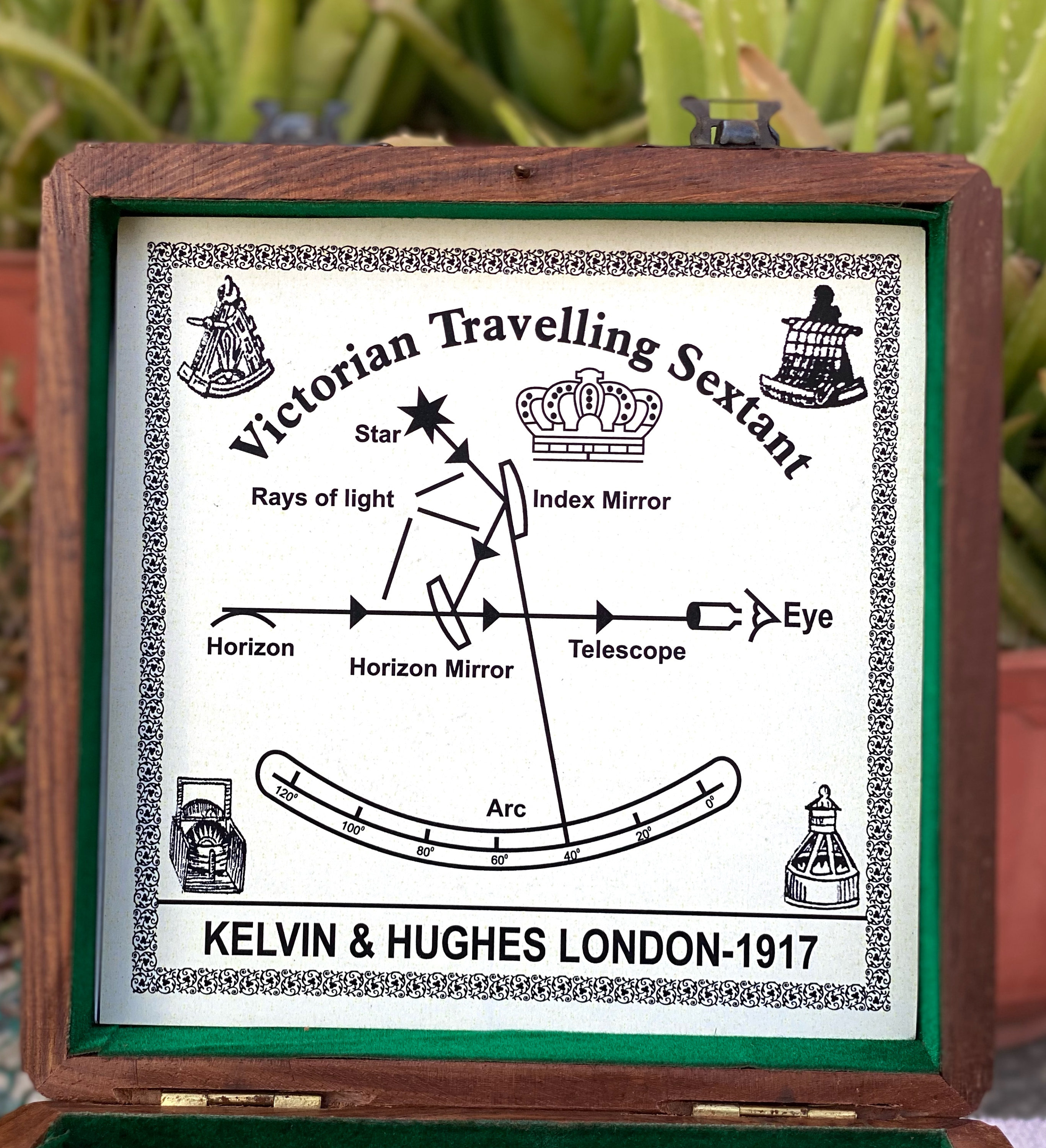 ヴィンテージ航海用真鍮製六分儀 - ケルビン＆ヒューズ ロンドン 1917