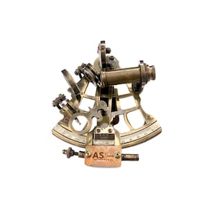 Jscott Brass London Ship History Sextant, Antique Maritime Navigational Working Sextant, Beautiful Engraved Antique Finish Nautical Sextant