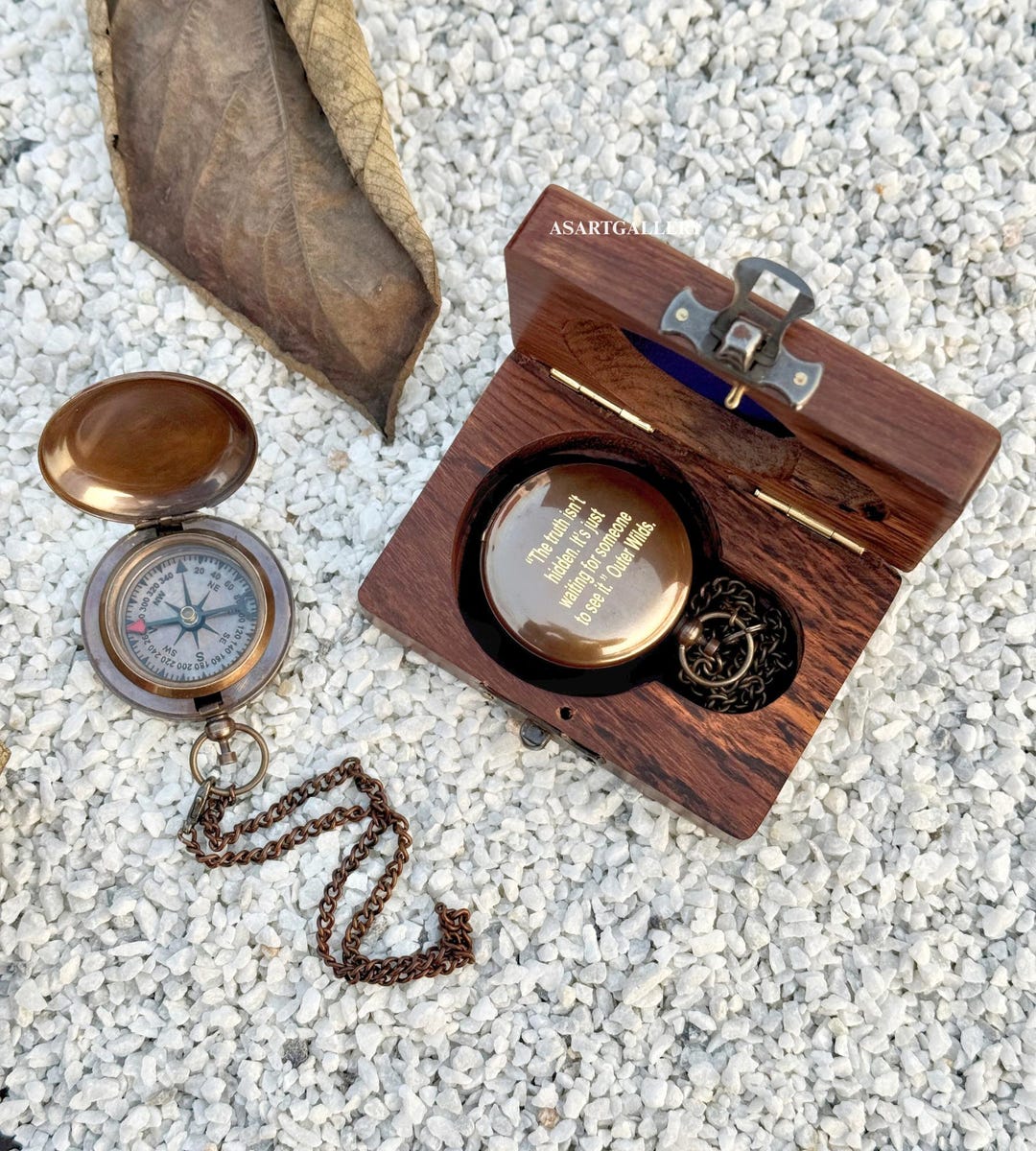 Personalized Compass Gift for Him – Custom Engraved Antique Brass ...