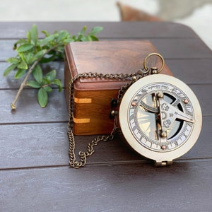 Personalized Working Sundial Compass, Brass Engraved Compass, Anniversary Gift Compass, Compass For Husband, Couples Gift