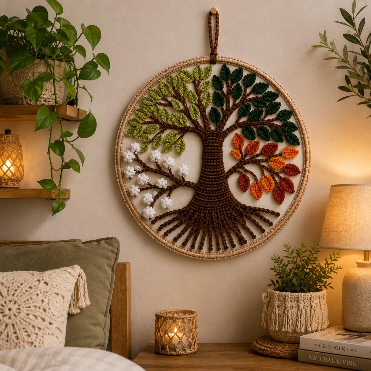 18 Tree of Life Crochet Patterns to Add Meaningful Handmade Style to Your Home and... 17 Crochet Tree of Life Wall Hanging Pattern Four Seasons