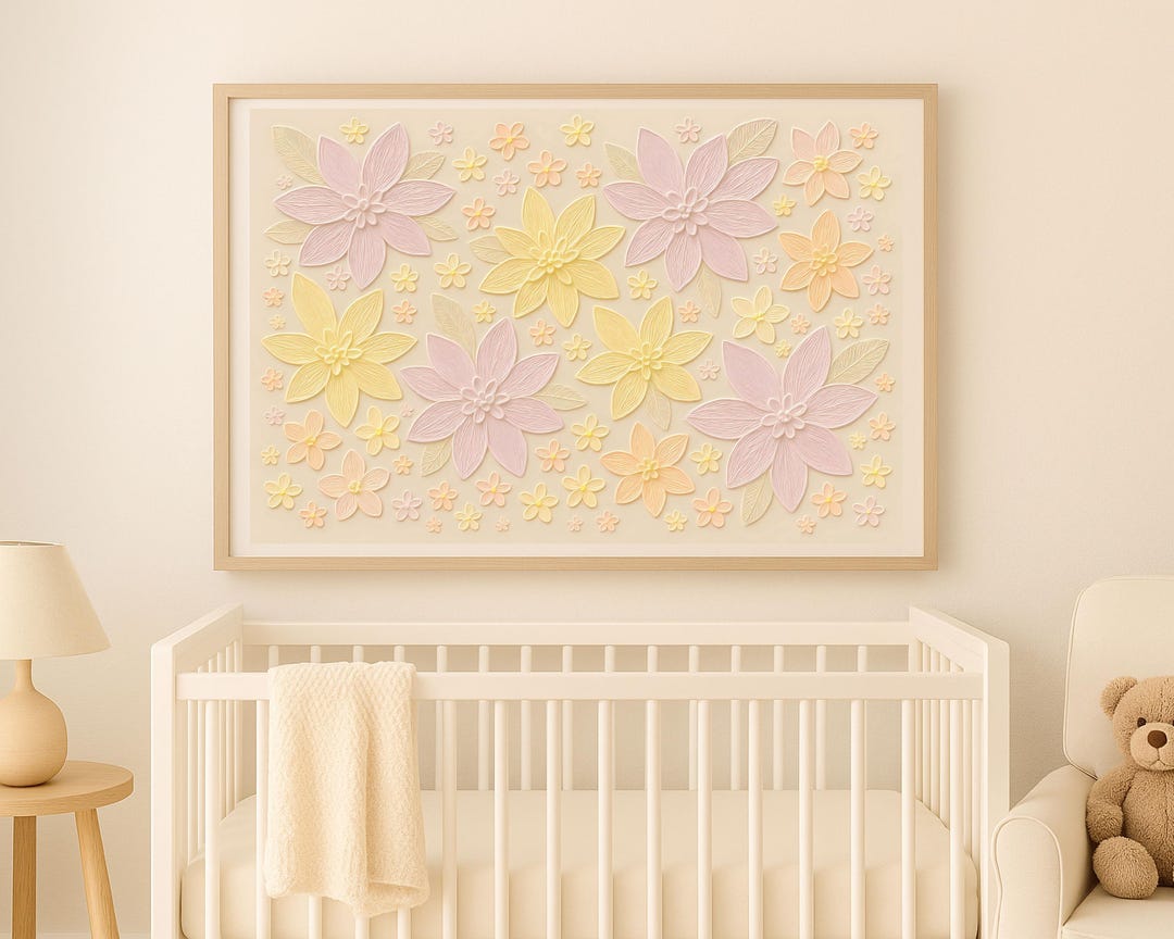 Pastel Floral Wall Art | Girl Nursery Prints | Floral Nursery Wall Art ...
