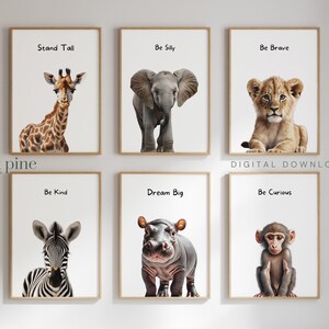 Safari Nursery Wall Prints, Safari Nursery Decor, Nursery Wall Art, Baby Animal Prints for Nursery, Set of 6 Prints, Nursery Animal,
