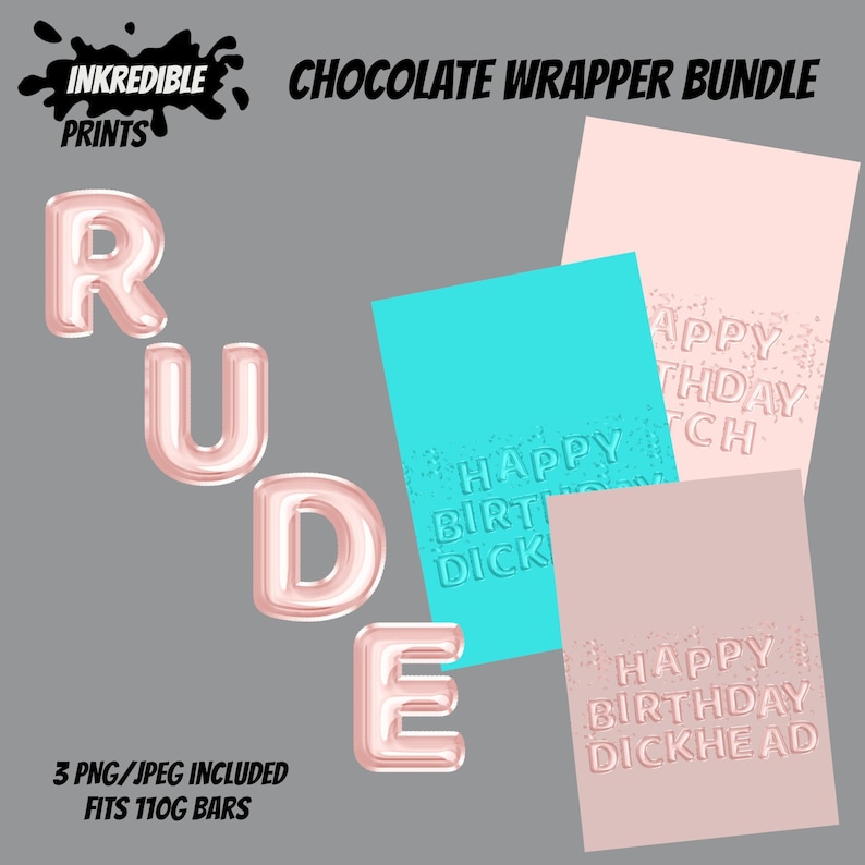 Rude Chocolate Wrappers Png/jpeg Clipart - Etsy