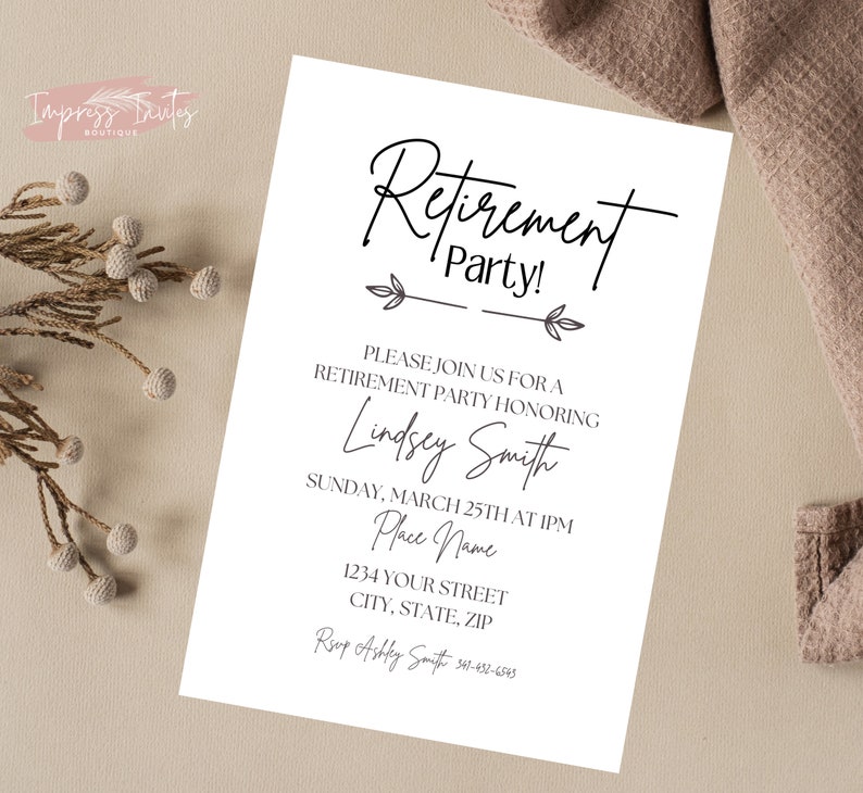 Retirement Party Invitation, Party Decorations Retirement, Editable ...