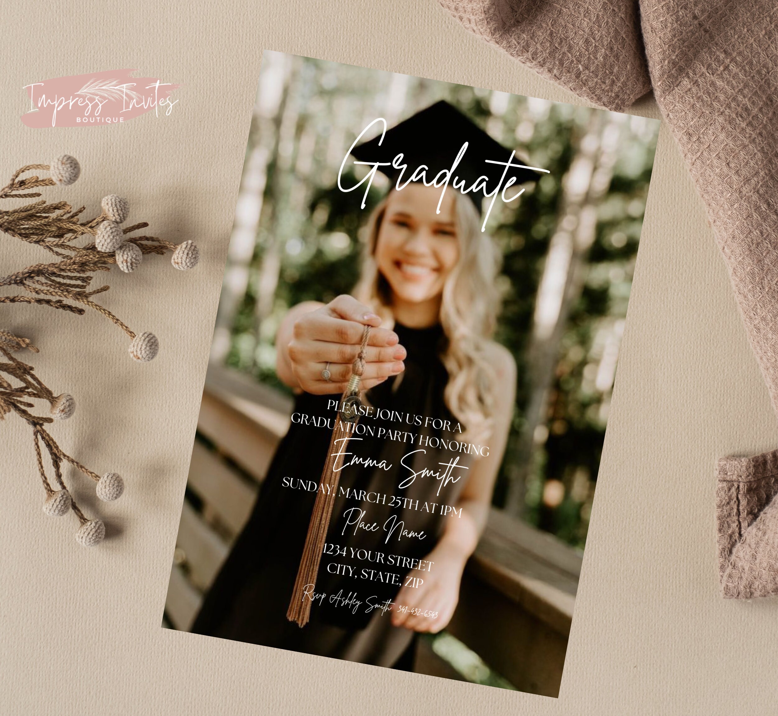 Graduation Party Printable Invitation, Graduation Party Evite, Graduation Party Photo Invitation