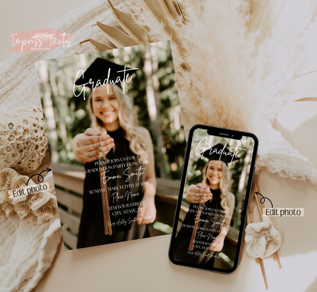 Graduation Party Printable Invitation, Graduation Party Evite, Graduation Party Photo Invitation