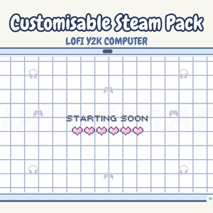 Lofi Y2K Computer Animated Stream Pack - Cute Twitch Pack, Lofi Twitch Pack, Twitch Sticker, Y2K Twitch Pack, VTuber friendly