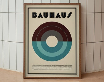 Bauhaus Circle Blue Art Print, Mid-Century Poster, Minimalist Wall Art, Geometric Art Print, Modern Home Wall Decor