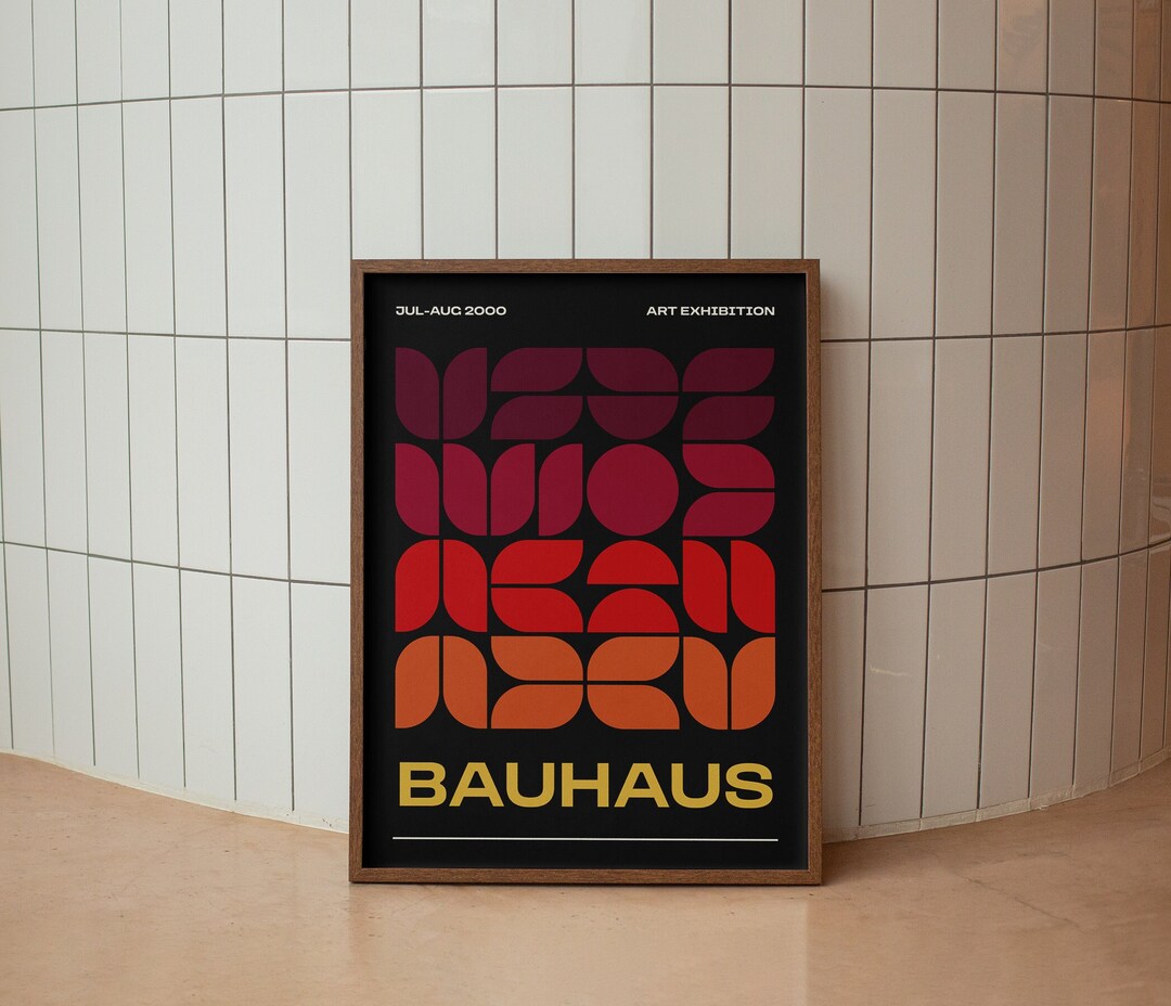 Retro Geometric Bauhaus Exhibition Poster, Mid Century Modern Wall Art ...