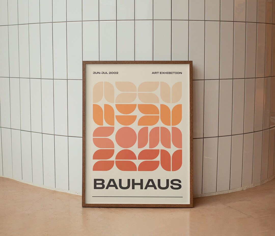 Orange Geometric Bauhaus Exhibition Poster, Mid Century Modern Wall Art ...