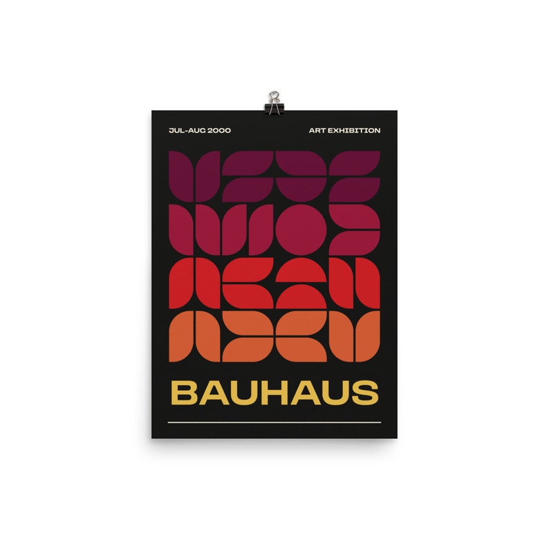 Retro Geometric Bauhaus Exhibition Poster, Mid Century Modern Wall Art ...