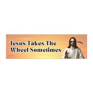 Jesus nimmt manchmal das Steuer | Lustiger Jesus Automagnet & Aufkleber | Glaubensbasiertes christliches Geschenk, Autozubehör, biblischer Humor Aufkleber