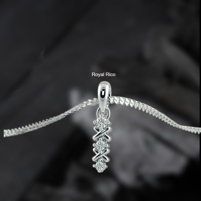 0.25 Ct Round Cut Diamond Classic Shape Silver Pendant Anniversary gifts Wedding Jewelry Diamond Pendant, Moissanite Pendant, No Chain image 2