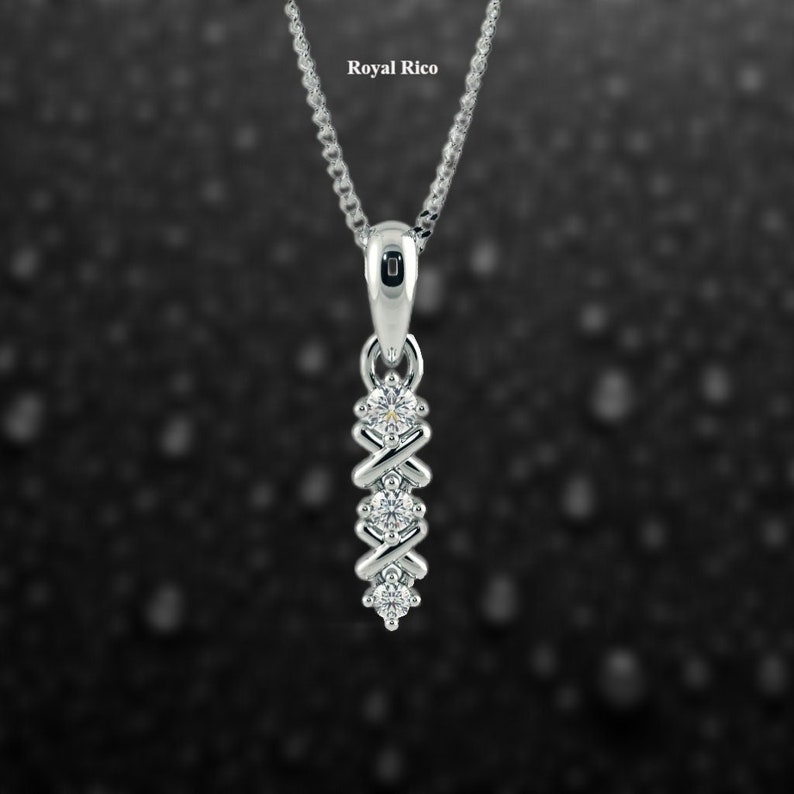 0.25 Ct Round Cut Diamond Classic Shape Silver Pendant Anniversary gifts Wedding Jewelry Diamond Pendant, Moissanite Pendant, No Chain image 8