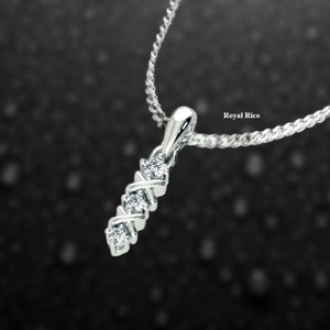 0.25 Ct Round Cut Diamond Classic Shape Silver Pendant Anniversary gifts Wedding Jewelry Diamond Pendant, Moissanite Pendant, No Chain image 1