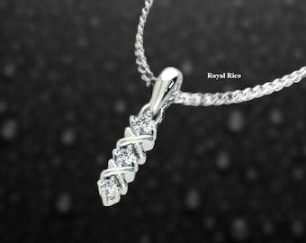 0.25 Ct Round Cut Diamond Classic Shape Silver Pendant Anniversary gifts Wedding Jewelry Diamond Pendant, Moissanite Pendant, No Chain