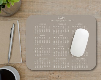 Mauspad mit Jahreskalender, Jahreskalender Mauspad, Geschenk Kollegin, Bürokalender, Schreibtischkalender, Mauspad Schreibtisch Büro