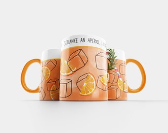 Geschenk Tasse Freundin, Kollegin - "Der Gedanke an Aperol hilft!" - Tasse lustig, Tasse mit Botschaft, Tasse Geschenk, Mug 11z