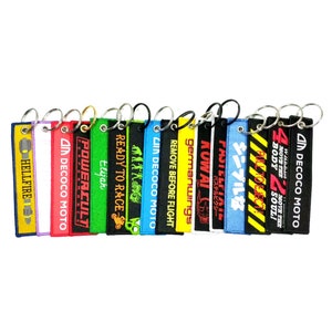 Custom Embroidery Keychains, Custom Jet Tags, Custom Keytags embroidered,  Hand Made, Made to Order