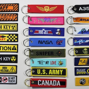 Custom flight Keychains, Custom embroidery keychains , Custom Key tags embroidered, Hand Made, Made to Order