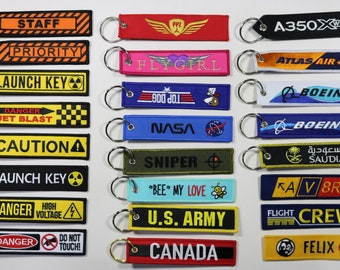 Custom flight Keychains, Custom embroidery keychains , Custom Key tags embroidered, Hand Made, Made to Order