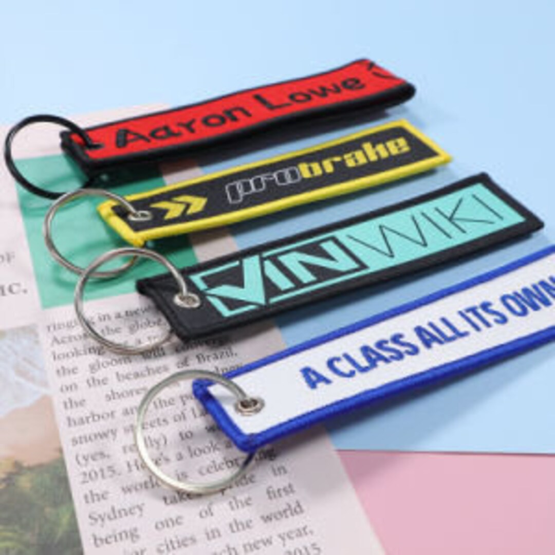 Custom Flight Keychains, Custom Embroidery Keychains , Custom Key Tags