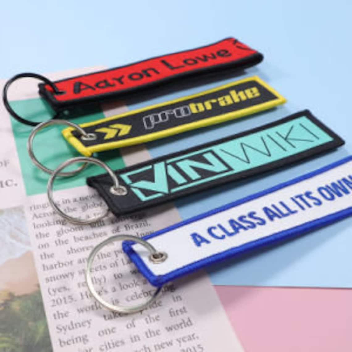 Custom Embroidery Keychains Custom Jet Tags Custom Keytags Etsy