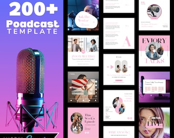 Podcast Canva Templates Bundle: 200 Social Media Designs for Seamless Promotion and Branding