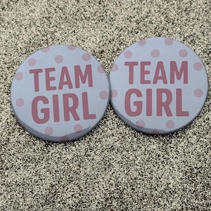 Team Girl or Team Boy Buttons – Baby Shower & Gender Reveal Party Favors | Pink or Blue Glitter Pins Team Girl Team Boy Buttons Cute Shower