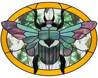 SCARAB Spirit Animal Stained Glass Pattern - Número 22 en la serie Spirit Animal de Carolyn Murie