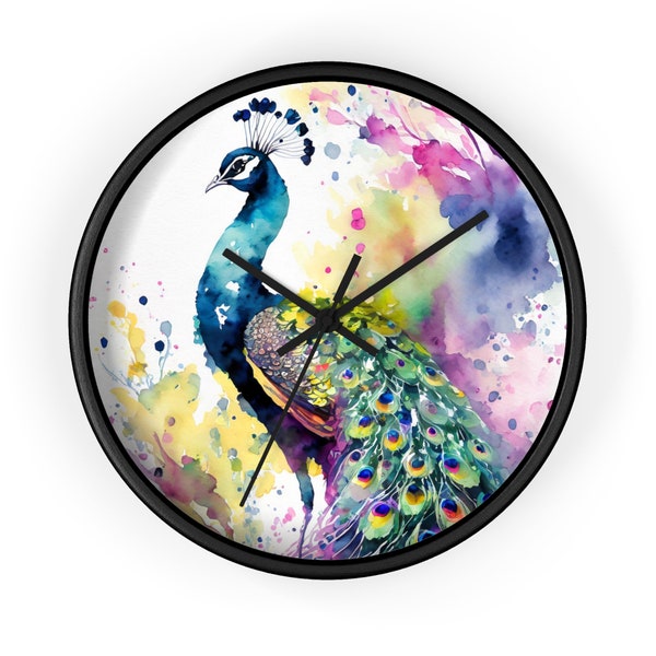 Peacock Watercolor - Wall Clock