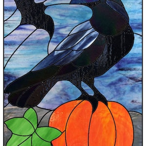 Vleermuis en kraai Halloween gebrandschilderd glaspatroon - pdf - png - Cricut-vriendelijke SVG
