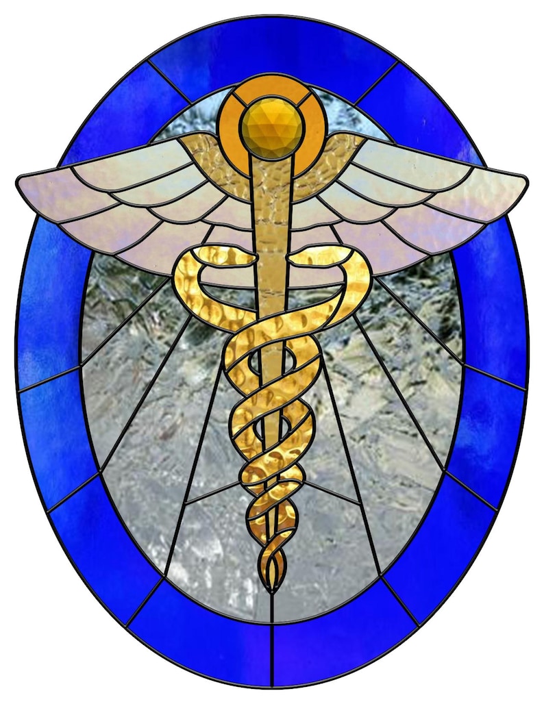 Caduceous Symbol - Stained Glass Pattern - Medical Symbol - Printable ...