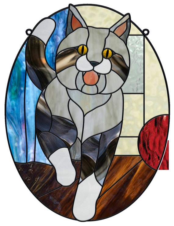 CAT Spirit Animal Stained Glass Pattern Number 27 in the