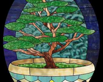 Bonsai Tree Stained Glass Pattern - Printable Download by Carolyn Murie