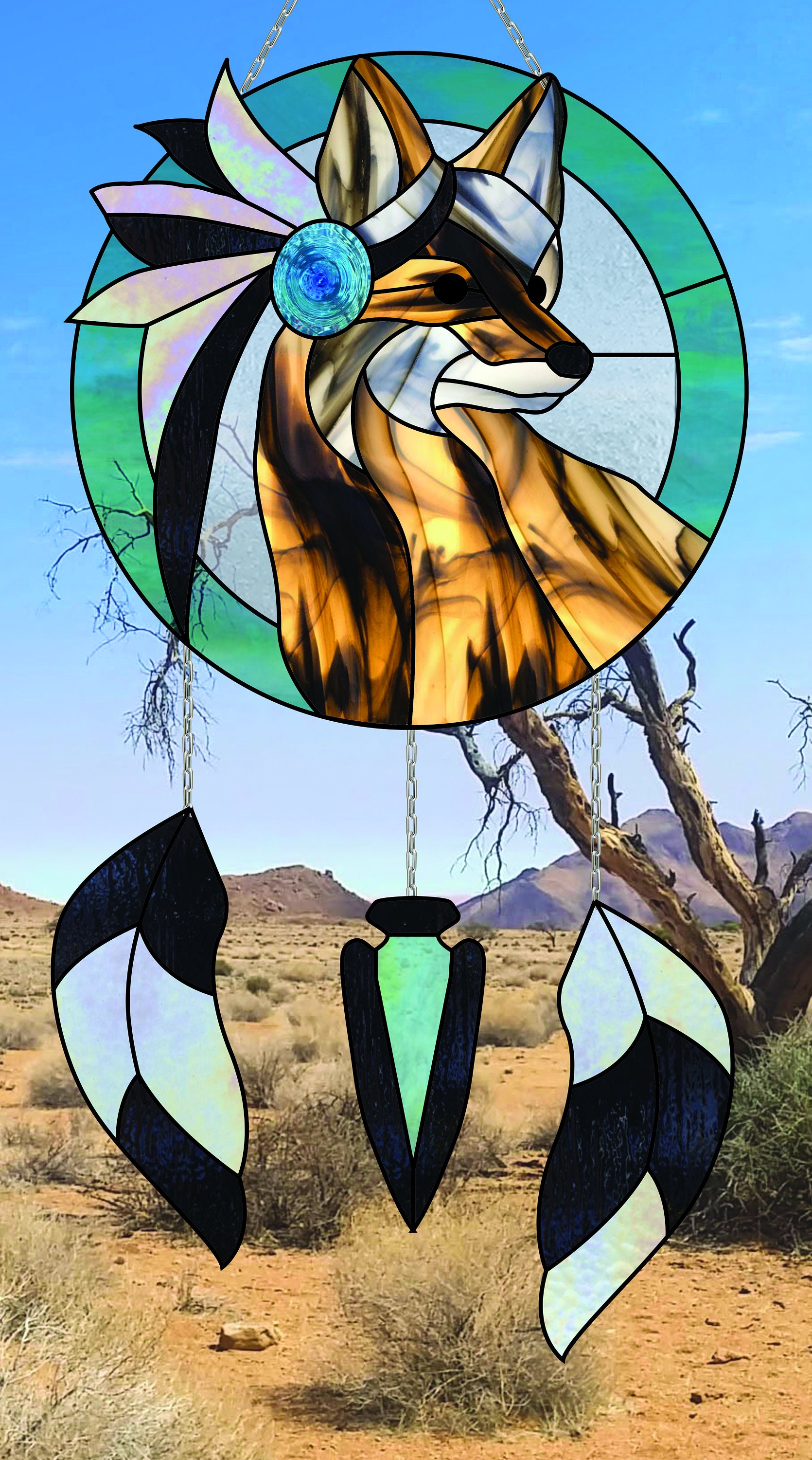 Fox - Gemini - Spirit Animal by Zodiac Stained Glass Pattern