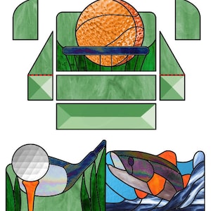 Titular de la tarjeta de visita DEPORTIVA - Patrón de vidrieras - 3 opciones - Baloncesto * Golf * Pesca