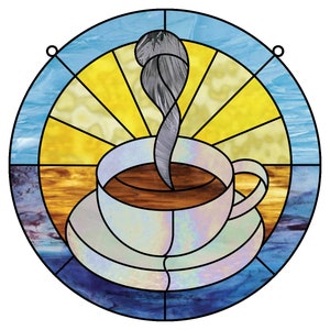 Cup of Sunshine Stained Glass Pattern - Coffee Stained Glass