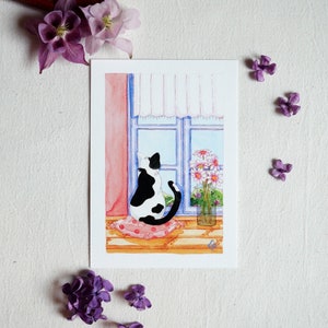 Illustration | Reproduction aquarelle | Le printemps à la fenêtre – Volet 3