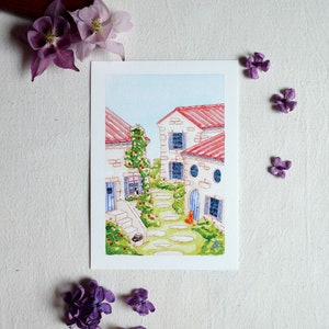 Illustration | Reproduction aquarelle | Le printemps à la fenêtre – Volet 1