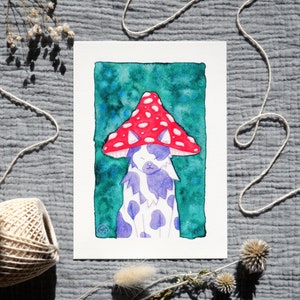 Illustration | Reproduction aquarelle | Le chat champignon