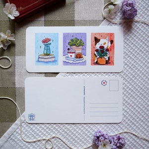 Carte postale au format long | Reproduction aquarelle | Aquarelles « Cosy fleuri »